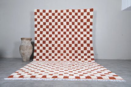 Moroccan checkered rug brick red - Morocco rug