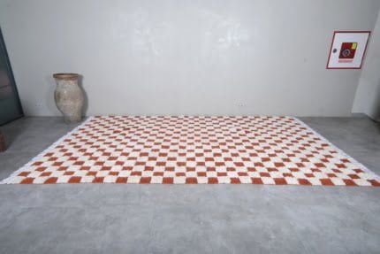 Moroccan checkered rug brick red - Morocco rug