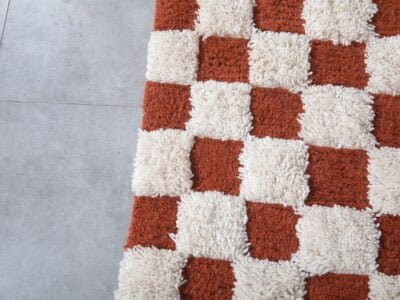 Moroccan checkered rug brick red - Morocco rug