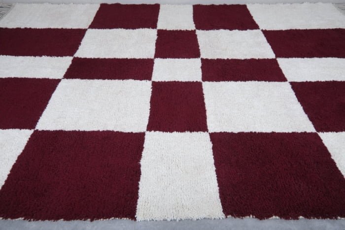 Moroccan checkered rug Rot Rotbraun red brown - custom Beni ourain rug