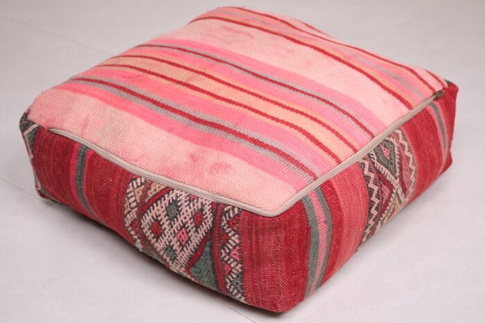 Striped handmade pouf 24’’ X 24” X 7.8’’