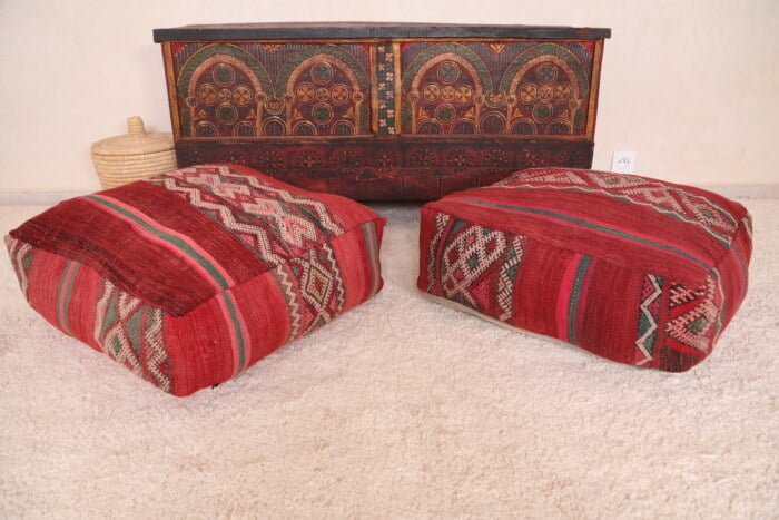 Handmade kilim pouf 24’’ X 24” X 7.8’’