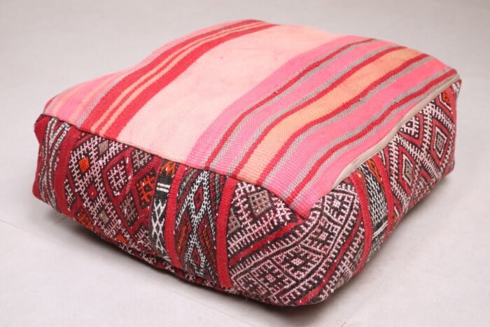 Striped moroccan pouf 24’’ X 24” X 7.8’’