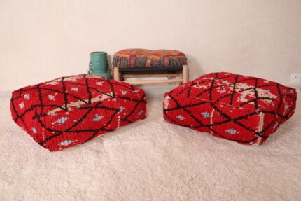 Moroccan pouf kilim 24’’ X 24” X 7.8’’