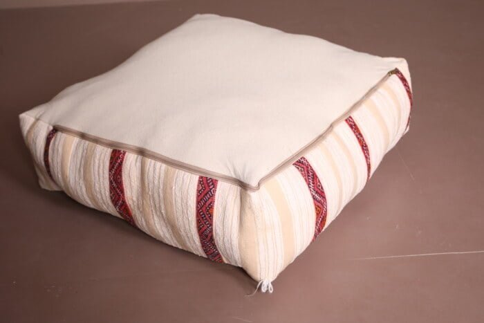 Striped moroccan pouf 24’’ X 24” X 7.8’’