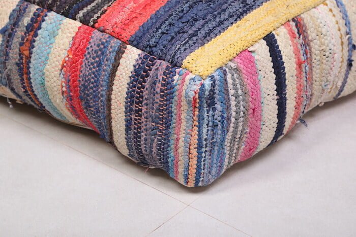 Striped moroccan pouf 24’’ X 24” X 7.8’’