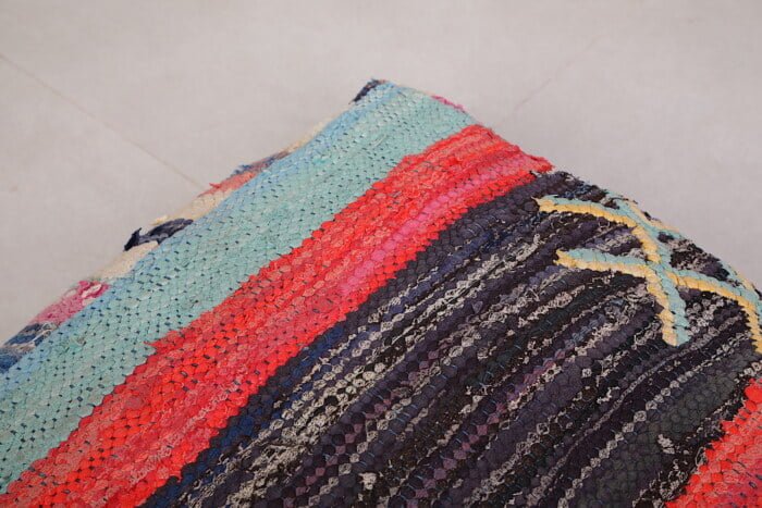 Striped moroccan pouf 24’’ X 24” X 7.8’’