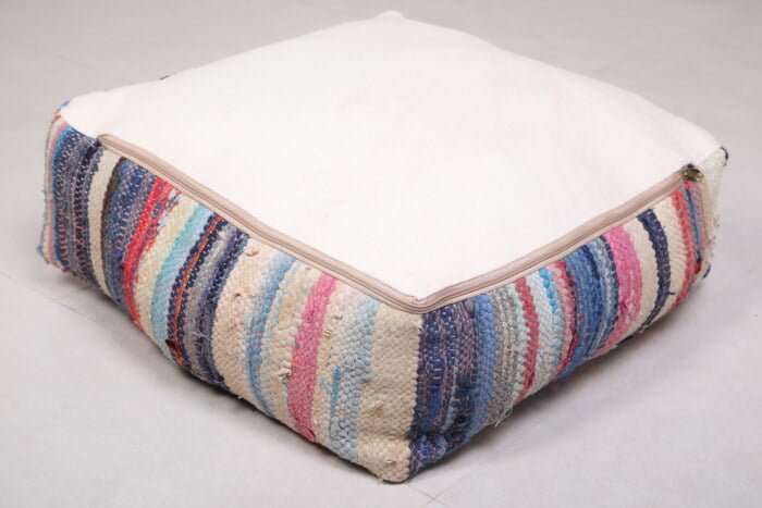 Striped moroccan pouf 24’’ X 24” X 7.8’’