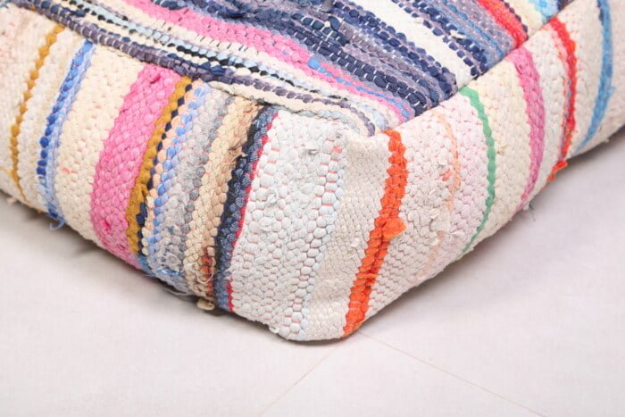 Striped moroccan pouf 24’’ X 24” X 7.8’’