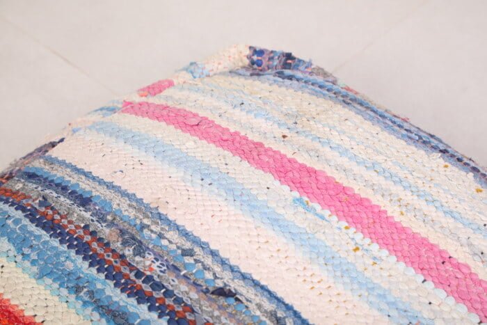 Striped moroccan pouf 24’’ X 24” X 7.8’’