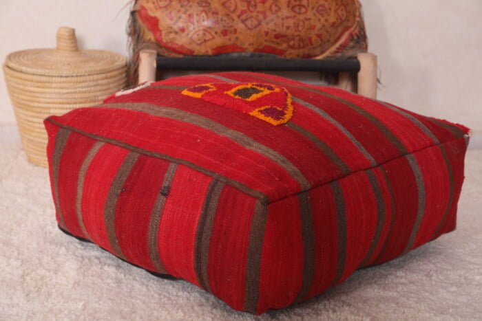 Striped moroccan pouf 24’’ X 24” X 7.8’’