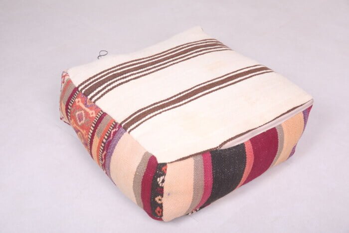 Striped moroccan pouf 24’’ X 24” X 7.8’’