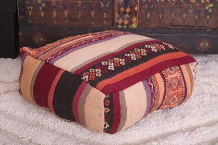 Striped moroccan pouf 24’’ X 24” X 7.8’’