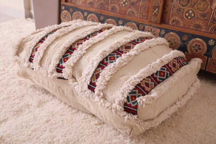 Handmade moroccan pouf 24” X 24” X 13"