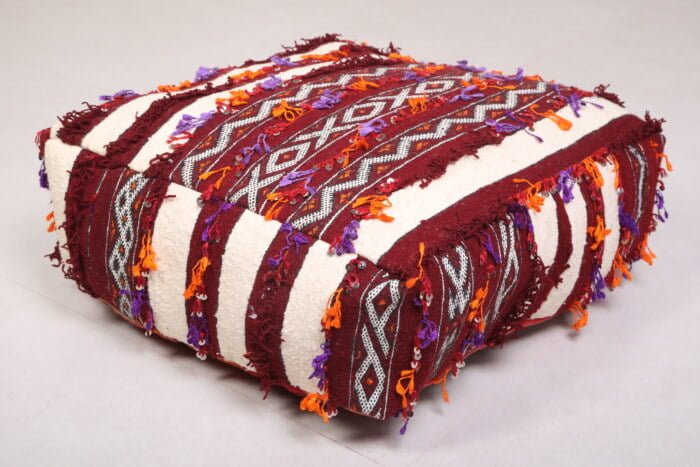 Striped moroccan pouf 24’’ X 24” X 7.8’’