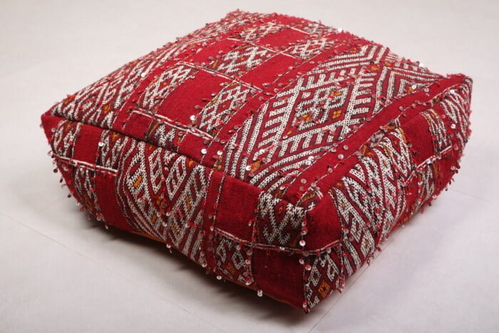 Striped moroccan pouf 24’’ X 24” X 7.8’’