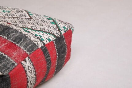 Striped moroccan pouf 24’’ X 24” X 7.8’’