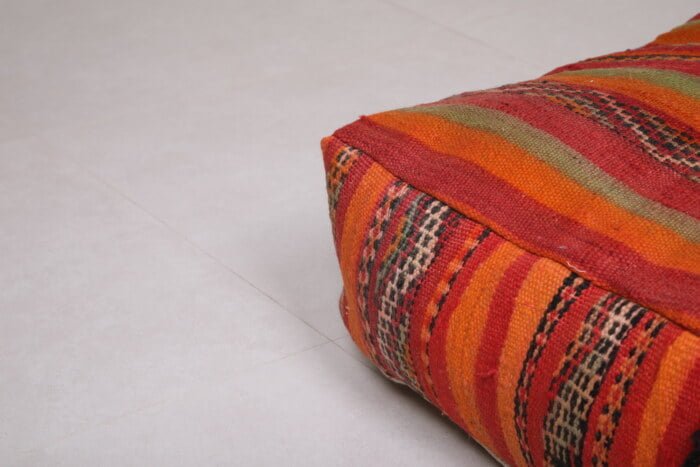 Striped moroccan pouf 24’’ X 24” X 7.8’’