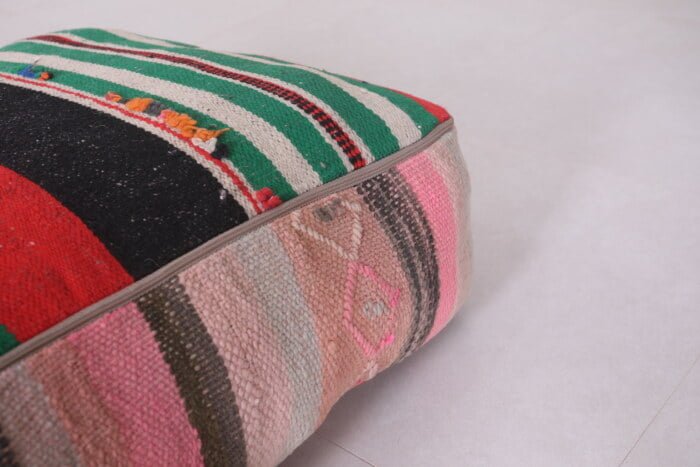 Striped moroccan pouf 24’’ X 24” X 7.8’’