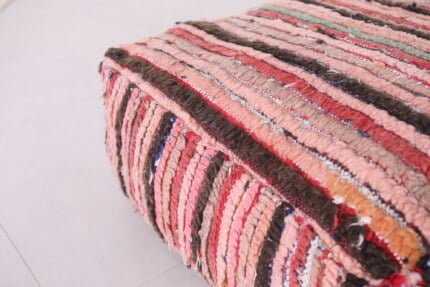 Striped moroccan pouf 24’’ X 24” X 7.8’’