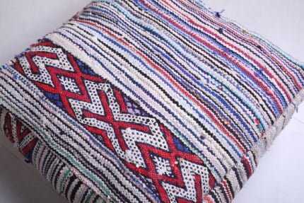 Striped moroccan pouf 24’’ X 24” X 7.8’’