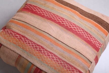 Striped moroccan pouf 24’’ X 24” X 7.8’’