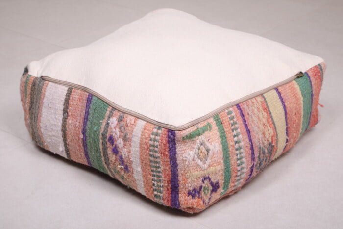 Striped moroccan pouf 24’’ X 24” X 7.8’’