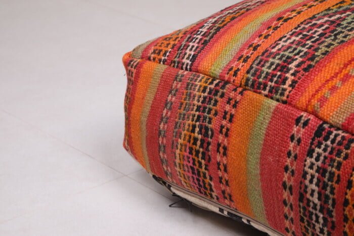 Striped moroccan pouf 24’’ X 24” X 7.8’’