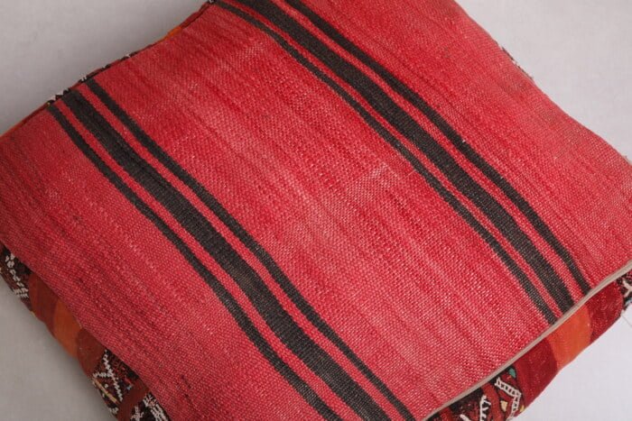 Striped moroccan pouf 24’’ X 24” X 7.8’’