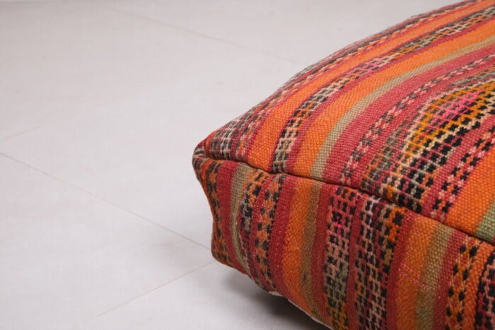 Striped moroccan pouf 24’’ X 24” X 7.8’’