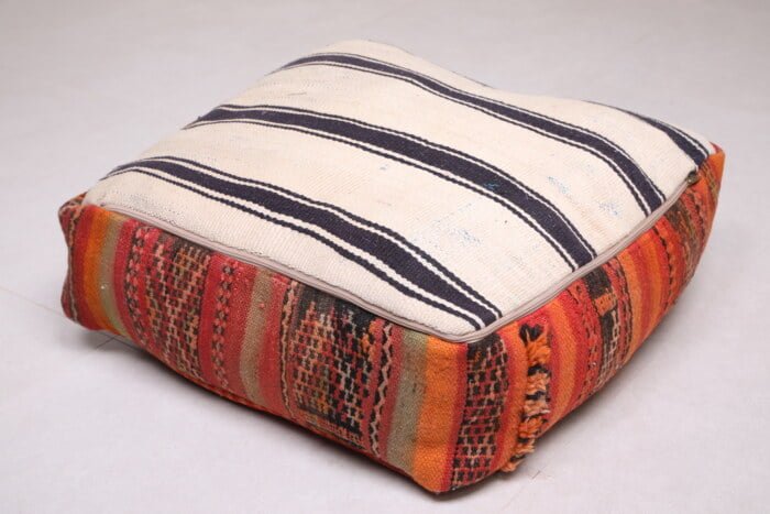 Striped moroccan pouf 24’’ X 24” X 7.8’’